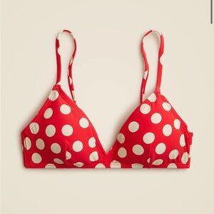 J. Crew French Bikini Top, Red Polka Dot, S